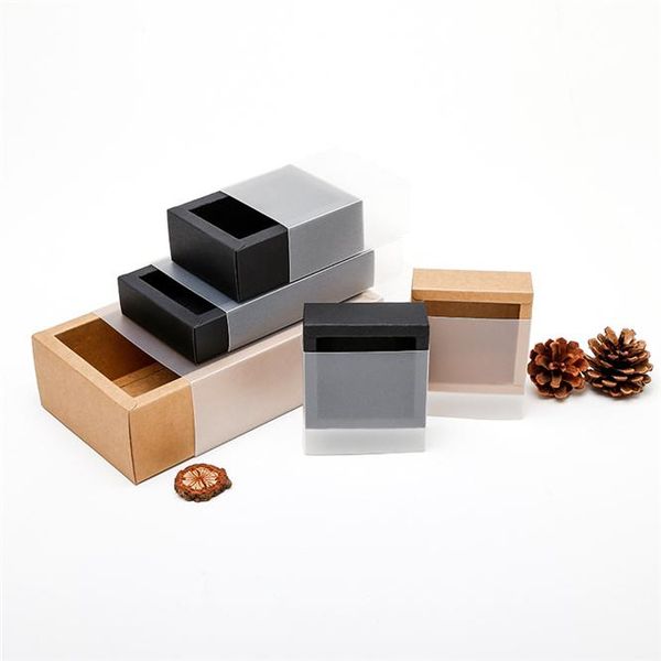 

10pcs high-quality diy paper box white/black kraft gift cake packaging wedding home party muffin storage wrap