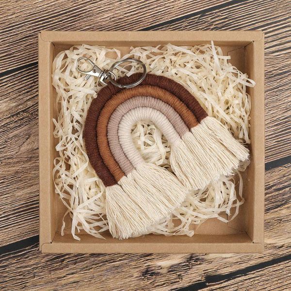 

weaving rainbow keychains for women tassel macrame keyrings key holder jewelry f3mf party favor