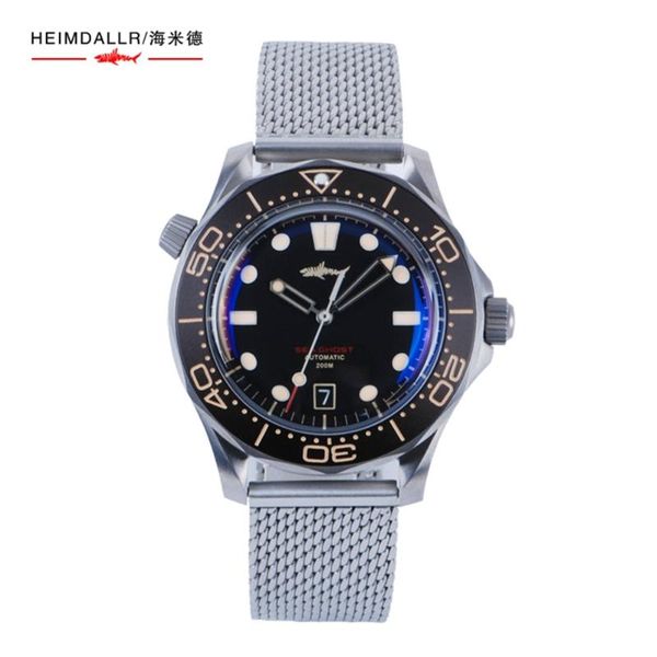 

wristwatches titanium sea ghost sapphire c3 luminous watch 200m water resistant nh35a men dive automatic, Slivery;brown