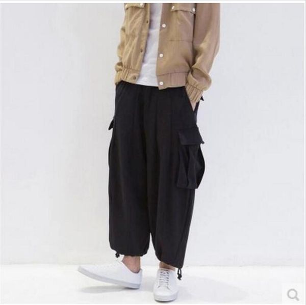 

men's clothing gd hair stylist fashion pumping rope workers fitted with lantern pants harem plus size costumes 27-44, Black