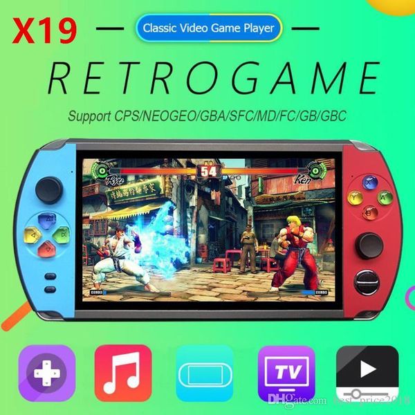 

portable game players x19 retro handheld player 8gb 16gb 7.0" lcd color screen video console for nostalgic kids child gift