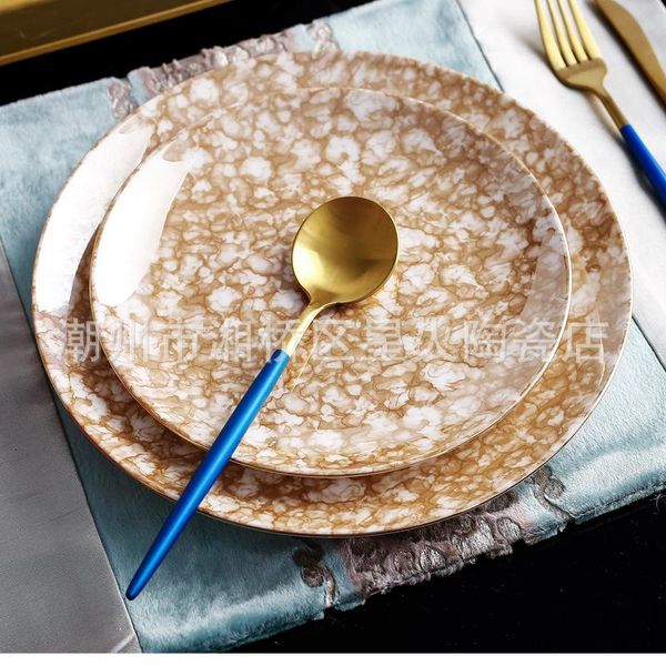 

dishes & plates ceramic plate home creative sample tableware set household round model steak west table dinner