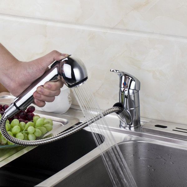 

kitchen faucets luxury modern home chrome polished deck mounted pull out basin sink tap mixer high quality
