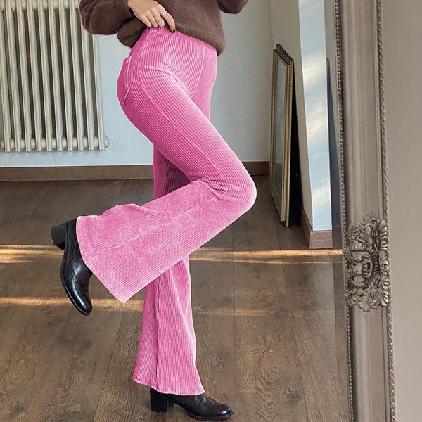 

women's pants & capris corduroy indie aesthetic brown flare elastic high waist womens jogger sweatpants vintage 90s e girl trousers y2k, Black;white
