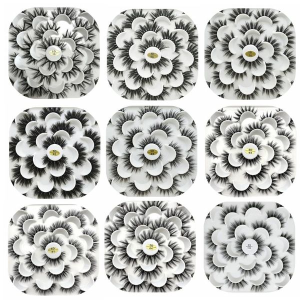 

mink eyelashes pack 5/10 pairs messy fluffy wispy dramatic makeup faux cils nature false extension lashes packaging