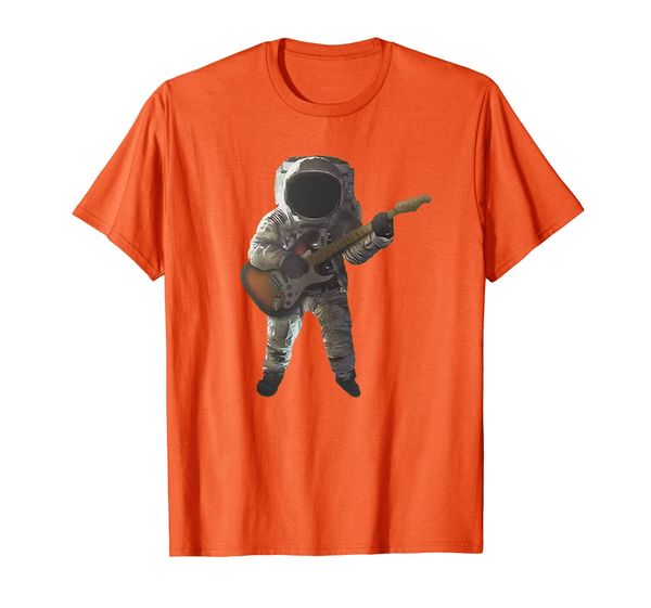 

astronaut playing guitar shirt, funny spaceman t-shirt, White;black