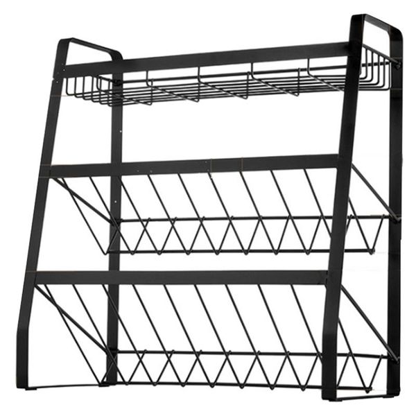 

iron storage shelf rack for kitchen organizer three-layer seasoning bottle floor & organization