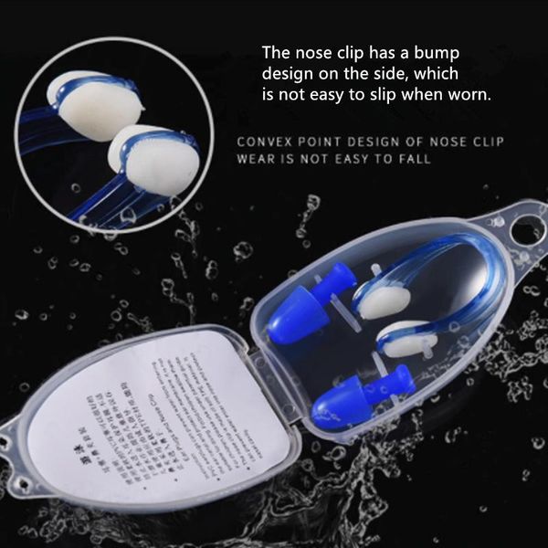 

nose clip soft silicone swimming clips + 2 ear plugs earplugs gear with a case box set pool accessories water sports for kids