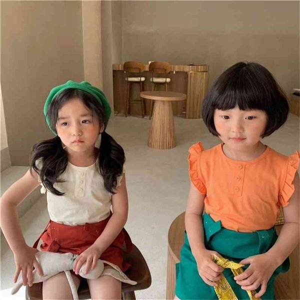 

summer arrival girls fashion cotton vest kids korean design 210528, Blue