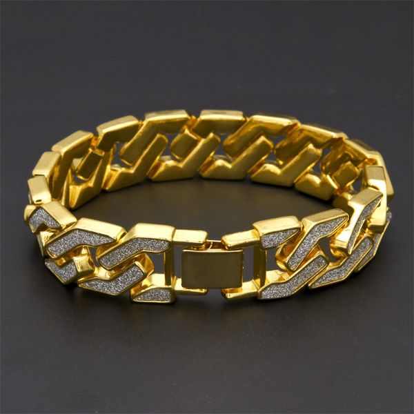 

cuban link chain bracelet for mens iced out hip hop bracelets jewelry gold plating bangle zircon chains 305 n2, Black
