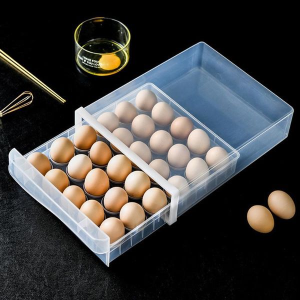 

new 30 grids eggs storage box anti-collision drawer type refrigerator fresh-keeping box with cover