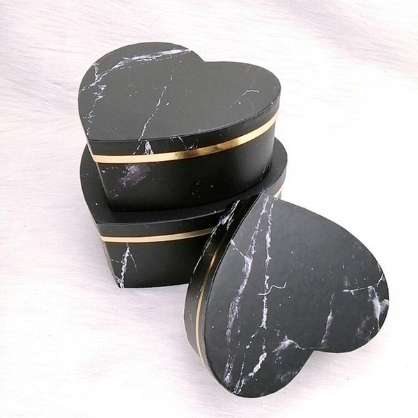 

gift wrap 3pcs box heart shaped marbled candy container packaging wedding party