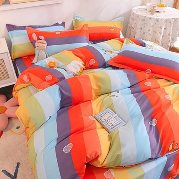 

bedding sets rainbow double bed four pieces home textile comefortable soft bedspreads quality quilt cover pillowcase oceania