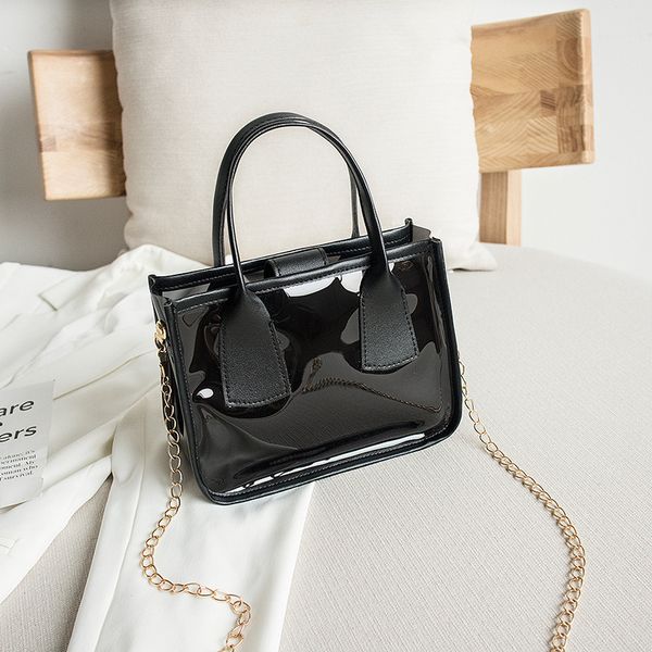

hbp chain shoulder purses bags 2021 square modern style pvc clear jelly woman handbags totes purse ladies hand bag