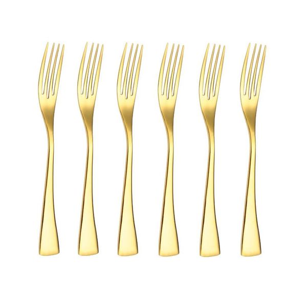 

dinner fork set 6 pcs gold dinnerware mirror stainless steel western silverware salad tableware sets cutlery forks