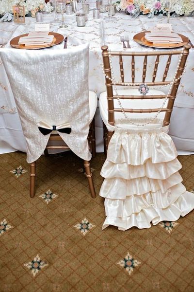 

2021 in stocks different colors wedding chair covers set elegant taffeta ruffles bow 2 pieces chairs sashes decorations skirts sets zj008