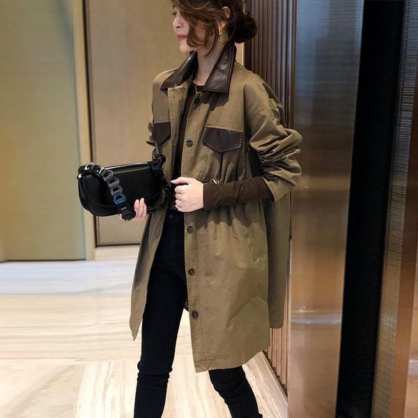 

women's jackets autumn winterkorean design women long sleeve and coat patchwork casual oversized female coats d912, Black;brown