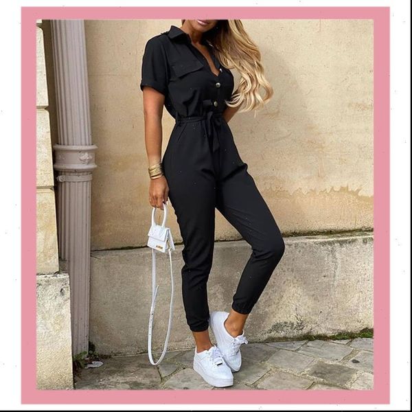 

fashion femmes combinaisons black casual women rompers summer bodysuit belt t shirts one piece overalls plus size jumpsuit outfits, Black;white