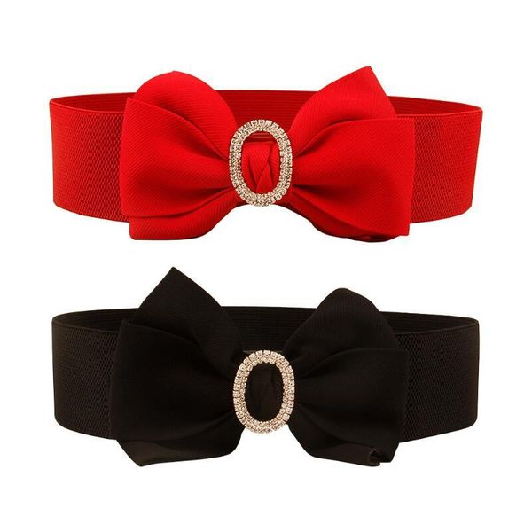 

belts luxury design fashion metal diamond bowknot waistband elastic waist belt elegant comfortable women girdle accessories, Black;brown