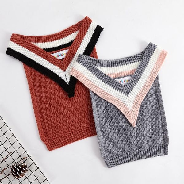 

women's sweaters korean womens winter 2021 autumn clothes women harajuku stripe splicing collar fashion vintage sweater shawl, White;black
