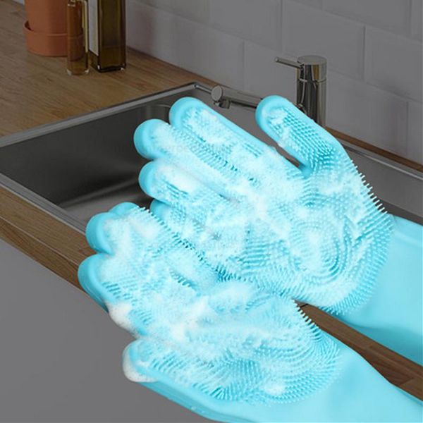 

disposable gloves non-slip dishwashing cleaning magic silicone rubber dish washing glove for household scrubber kitchen clean tool