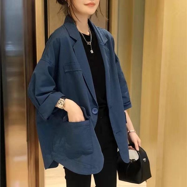 

spring/autumn european style women casual loose raglan sleeve notched collar blazers single breasted cotton blazer w315 women's suits &, White;black