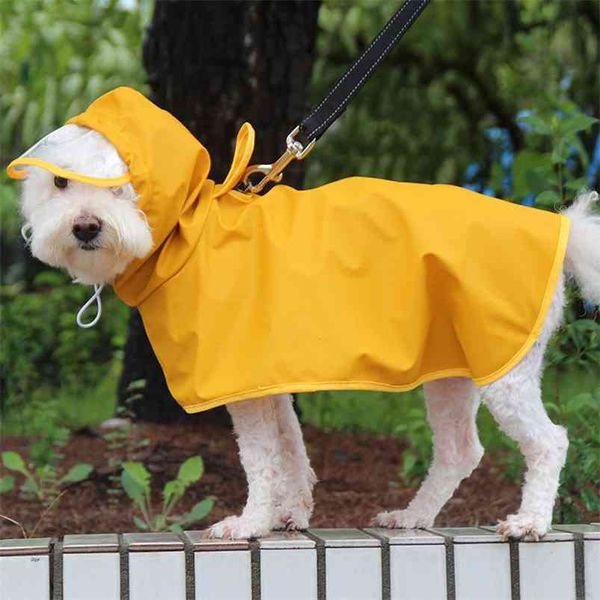 M-8XL Pet Raincoat Capuz Cão Amarelo Casaco à Prova D 'Água Suave Roupas Ao Ar Livre para Grande Médio Cães Pequenos Jumpsuit Ball Ball 210729