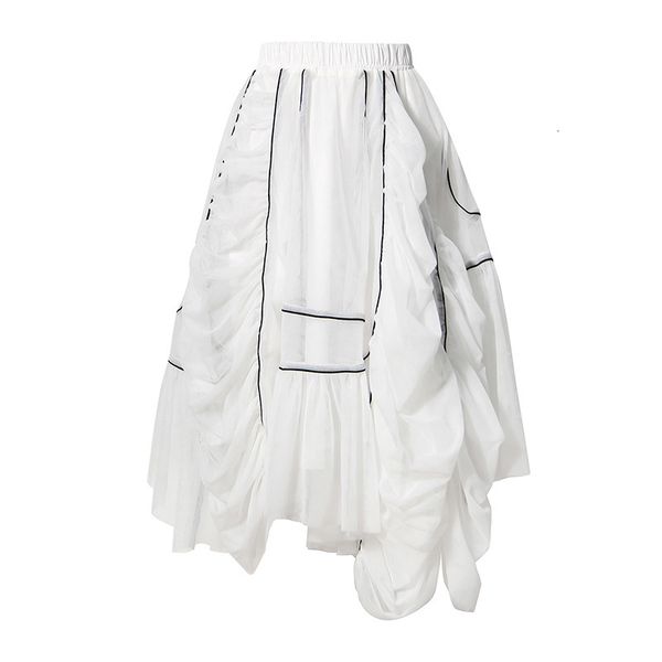 

skirts irregular mesh long skirt, high elastic waist, black line female fashion trendy summer 2021 rjvb