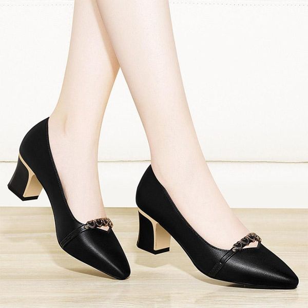 

dress shoes high heels plus size 35-41 women black pumps rhinestone square heeled boat ladies 2021 autumn