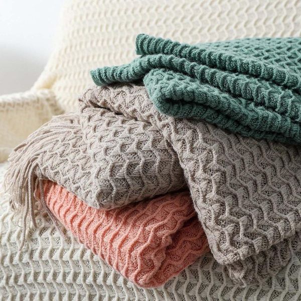 

blankets warm knitted for bed winter sofa cover bedspread anti-pilling soft blanket solid color embossed