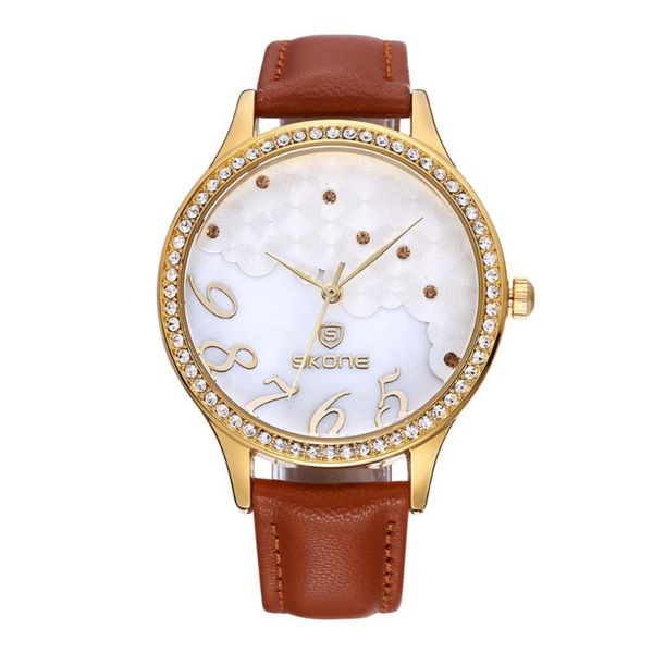 

wristwatches 2021ladies luxury crystal diamond fashion watch multi-function quartz leather ladies and women relogio feminino, Slivery;brown