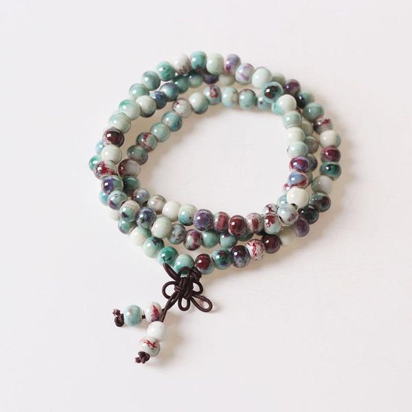 

charm bracelets wholesale boho jewelry ceramic glaze colorful three circles beaded women national style bisexual tibetan bracelet, Golden;silver