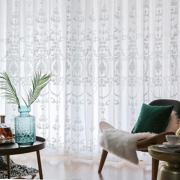 

curtain & drapes european embroidered tulle curtains for living room bedroom white sheer window decoration floral yarn ready-made voile sing