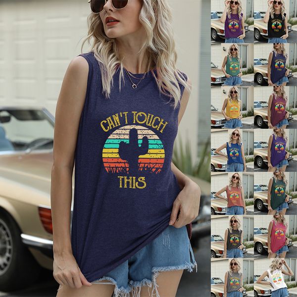 

summer t shirt women's casual this letter print design vest customized, White