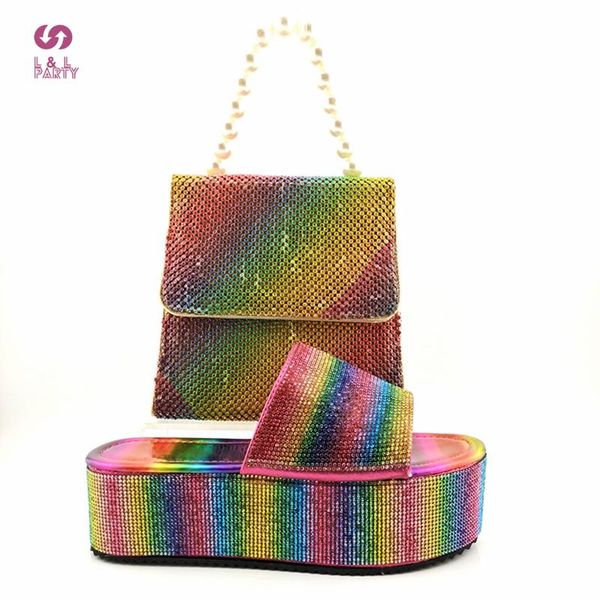 

dress shoes 2021 elegant italian design and bag to match special arrivals slipper with platform for garden party, Black