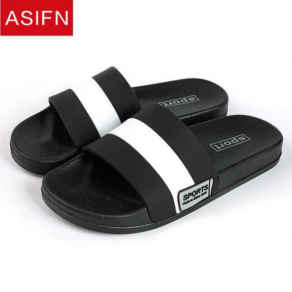 

asifn men slippers home flip flops gingham style bathroom slides male outside fashion women couple soft sole sepatu pria man 210908, Black