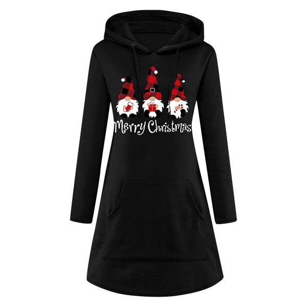 

casual dresses 2021 winter clothes christmas party woman snowman print sweet a-line dress long sleeve loose vestidos, Black;gray