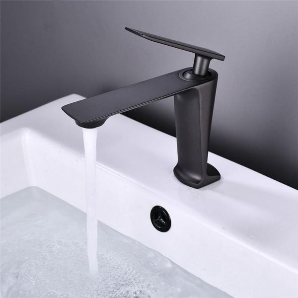 

basin faucet mixer single handle hole black color waterfall bathroom hold and cold tap sink faucets
