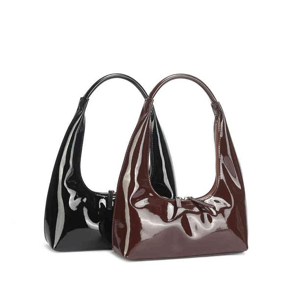 

fashion lacquer underarm bag leather crescent women's 2022 spring new portable single shoulder