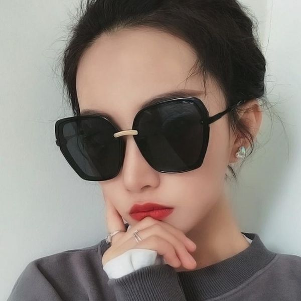 

oversized patchwork rectangle gradient sunglasses for women girls trendy pc frame anti-uv decorative sun glasses travel, White;black