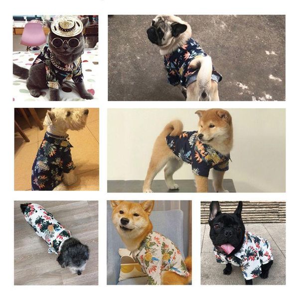 

dog apparel pet clothes spring summer hawaiian style printed cotton shirts suitable for small medium sized teddy shiba dogs shirt