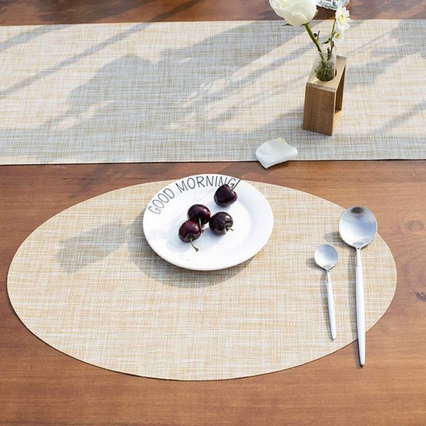 

table runner 45*30cm fashion mat pvc elliptical non-slip placemat heat insulation pads kitchen restaurant bowl plate cup pad hv