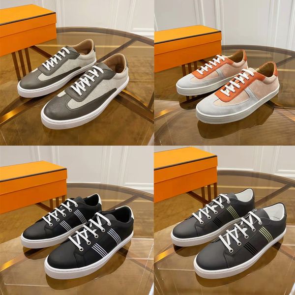 

2021 luxury designer men casual shoes classic leather denim patchwork lace up flat soled skateboard platform sneakers fashion outdoor runnin, Black