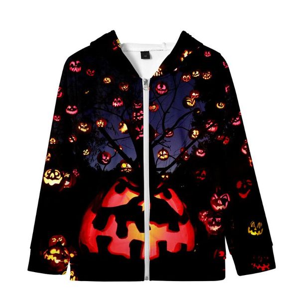 

men's hoodies & sweatshirts 2021 halloween skull ghost trend casual 3d digital printing children zipper hooded sweater, Black