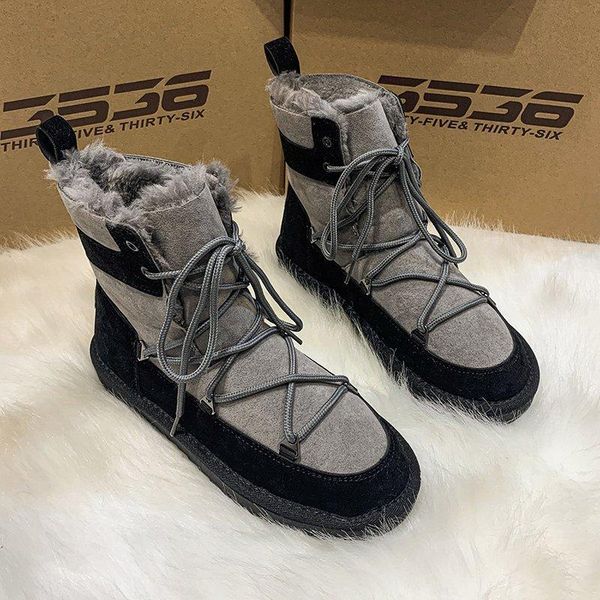 

boots winter women snow 2021 plush shoes short fashion warm fur ankle, Black