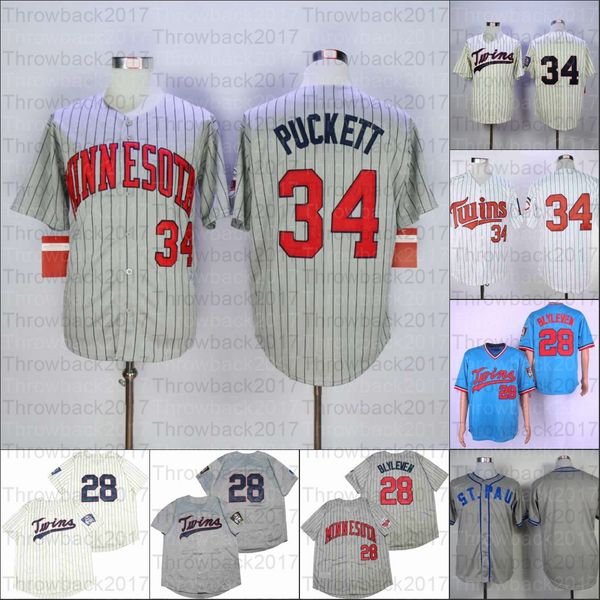 

retro baseball1969 and 1987 home jersey 34 puckett 28 blyleven white black grey, Blue;black