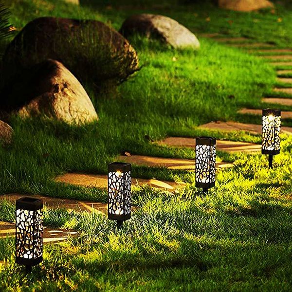 

solar lawn lamp hollow plug garden night light lamps