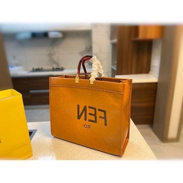 

women's handbag fend 2021 new pure leather letter printed shopping bag handbag large capacity versatile women's bag single shoulde