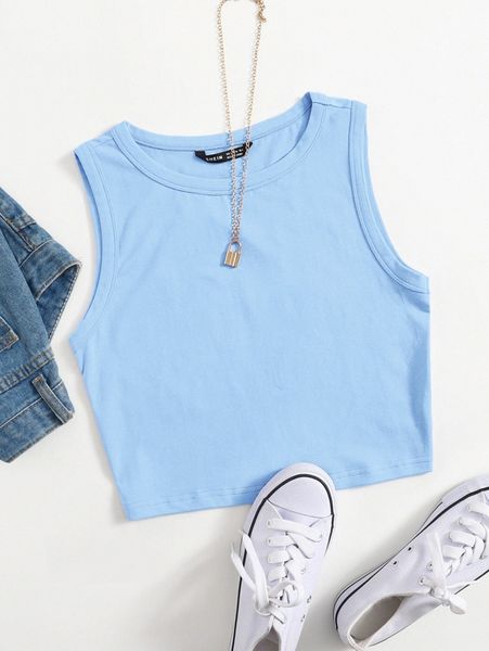 

solid crop tank 13fe#, White