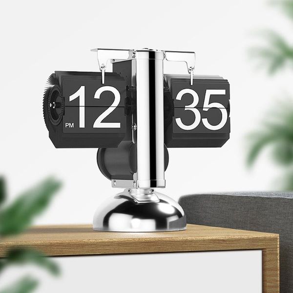 

desk & table clocks automatic flip clock mini scale retro stainless steel internal gear operated quartz home decor